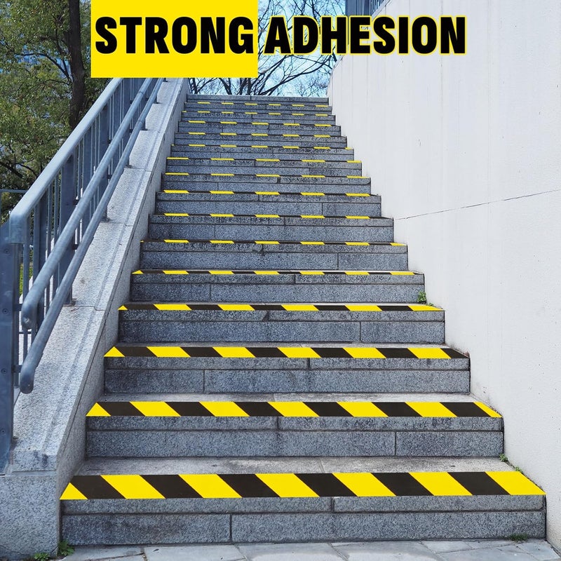 NUITPY 3 Roll Black & Yellow Caution Tape, 2'' x 600 FT Total Length Safety Tape, Black & Yellow Floor Marking Tapes, High Adhesive Hazard Tapes for Floors, Walls, Staircase, Pipes, Equipment, Dangerous Area - Image 4